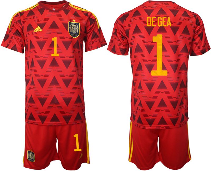 Men 2022 World Cup National Team Spain home red #1 Soccer Jerseys